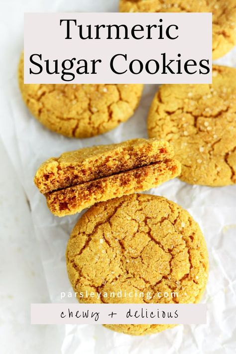 These buttery Turmeric Cookies are perfectly chewy and delicious. They are classic sugar cookies made extra special and flavorful with brown butter and turmeric! Turmeric Cookies Recipes, Golden Milk Cookies, Turmeric Cookie Recipes, Turmeric Cookies, Cooking With Turmeric, Cookie Icing Recipe, Butter Sugar Cookies, Xmas Baking, Icing Recipes