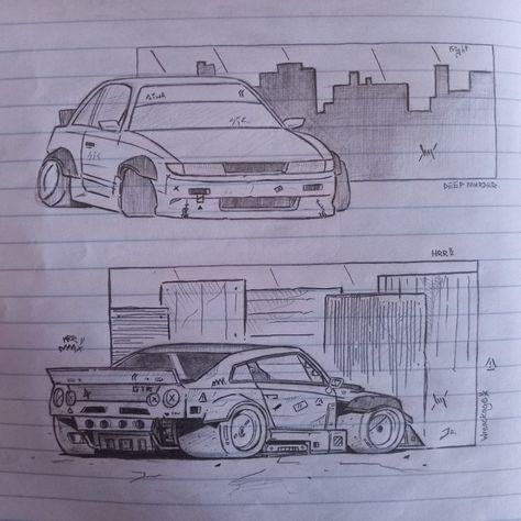 Jdm Car Sketch, Jdm Sketch, Simple Car Drawing, Cool Cartoon Drawings, Sick Drawings, Nissan S13, Art Markers Drawing, Comic Art Sketch, Graffiti Style Art