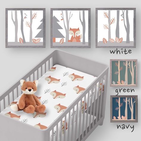 Woodland Nursery Prints-Woodland Nursery Decor-Woodland Nursery Art-Neutral Nursery-Fox Decor-Fox Nursery-Boy Nursery-Woodland Wall Decor by BedintheClouds on Etsy Woodland Fox Theme Nursery, Fox Nursery Theme, Fox Nursery Boy, Fox Themed Nursery, Fox Baby Nursery, Woodland Fox Nursery, Baby Boy Nursery Woodland, Woodland Wall Decor, Woodland Nursery Boy