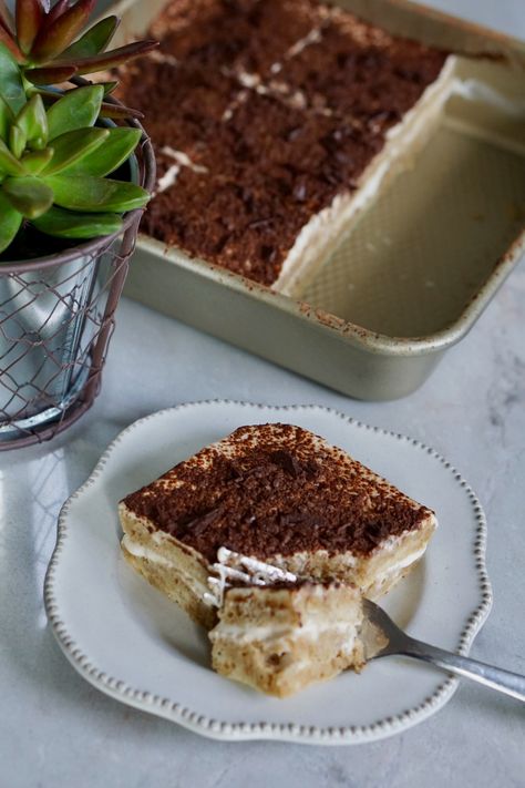 Healthier Tiramisu Cake - Mini Batch Baker Birthday Tiramisu, Breakfast For 2, Almond Milk Coffee, Tiramisu Cake, Less Sugar, Tiramisu Recipe, Pastry Flour, Favorite Dessert, Whole Grains