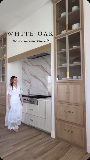 South House on Instagram: "•W H I T E • O A K• Tower heights are the key statements in this kitchen ✨ Save for reference!  Measurements are for the doors, not including the exterior trim.  Comment “White oak” for links! . . . . .  #whiteoak #cabinet #carpentry #homeinspiration #homeinspo #realestateinvesting #kitchendesign #kitchenrenovation #kitcheninspiration #pinterestinspired" Kitchen Tower Cabinets, Cabinet Tower, Kitchen Tower, Exterior Trim, Kitchen Inspo, House Kitchen, Kitchen Style, The Doors, White Oak