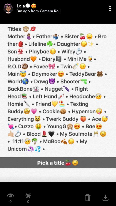 Titles😍🤙🏼💍 Titles For Friends Instagram, Messenger Nicknames Ideas, Bsf Test, Snapchat Titles, Instagram Titles, Snap Names, Snapchat Challenges, Combo Emoji, Contact Ideas