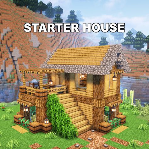 Simple Minecraft Builds House Ideas, Minecraft Mini House Ideas, Simple Minecraft Houses Survival, Minecraft House Simple, Starter Minecraft House, Minecraft Starter Houses, Minecraft Houses Simple, Starter Base Minecraft, Minecraft Starter House Ideas