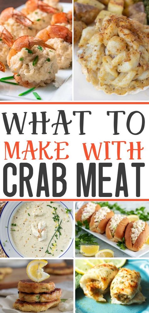 crab meat collage Canned Crab Meat Recipes, Canned Crab Recipes, Can Crab Meat Recipes, Crab Recipes Healthy, Lump Crab Recipes, Lump Crab Meat Recipes, Blue Crab Recipes, Canned Crab Meat, Crab Cake Recipes