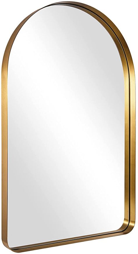 Amazon.com: ANDY STAR Brass Arched Mirror, 24" x 38" Gold Arched Bathroom Mirror in Stainless Steel Metal Frame, Arch Top Rounded Corner 2" Deep Set Design Wall Mount Hangs Vertical : Home & Kitchen Nickel Bathroom Mirror, Brass Mirror Bathroom, Brushed Nickel Bathroom Mirror, Gold Mirror Bathroom, Brass Bathroom Mirror, Brass Mirror Frame, Arch Mirror Bathroom, Star Bathroom, Gold Arch Mirror