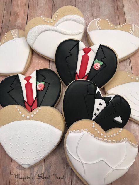 Groom Cookies, Wedding Dress Cookies, Wedding Shower Cookies, Anniversary Cookies, Bridal Cookies, Cookie Wedding Favors, Wedding Cake Cookies, Yummy Sugar Cookies, Bridal Shower Cookies