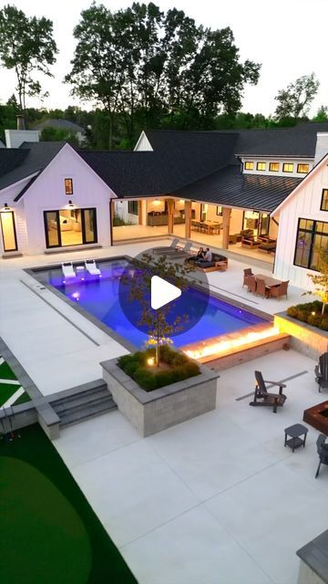 WayUp Media on Instagram: "We can’t get enough of this backyard 🥹  Builder: @sunbyrnesproperties  Architect: @martinisamartinodesigngroup  Pool: @coastal_pools   #backyard #backyardgoals #pool #livingspace #satisfying #relaxing #house #home" Pool Right Off House, Modern Farmhouse Backyard With Pool, Pool On Acreage, Backyard Endless Pool, Rectangle Pool With Pool House, Farmhouse With Swimming Pool, Magical Yard, Pool Design Plans, Houses Exterior