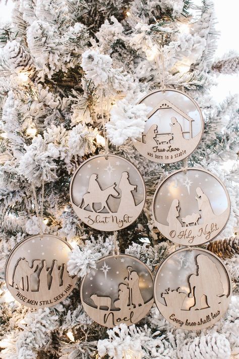 Religious Ornaments, Laser Cut Wood Crafts, Laser Engraved Ideas, Nativity Ornaments, Laser Cut Wood, Laser Cut Files, Wood Ornaments, Cut Design, Christmas Svg