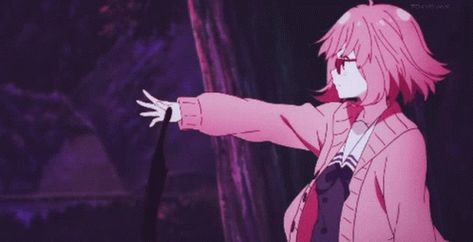 Girl With Purple Hair, Earth Gif, Mirai Kuriyama, Beyond The Boundary, Animated Banners, Anime Gifs, Banner Gif, Anime Meme, Aesthetic Gif