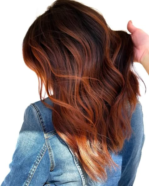 Red Brown Hair Color Ideas, Balayage On Black Hair, Black Hair Ideas, Reddish Brown Hair Color, Best Balayage, Red Brown Hair Color, Trending In 2023, Light Brown Balayage, Unnatural Hair Color