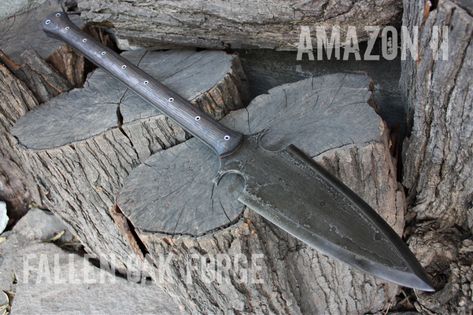 Handmade Fallen Oak Forge FOF Amazon II full tang, survival and hunting short spear Short Spear, Hunting Spear, Cool Swords, Spears, Hunting