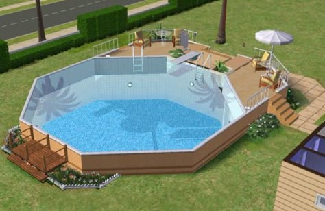 Mod The Sims - How to make an above ground pool Pool Bloxburg, Sims 4 Ps4, Oberirdischer Pool, Ideas De Piscina, Sims 4 House Plans, Sims 4 House Building, Bloxburg Room, Sims 4 House Design, Casas The Sims 4