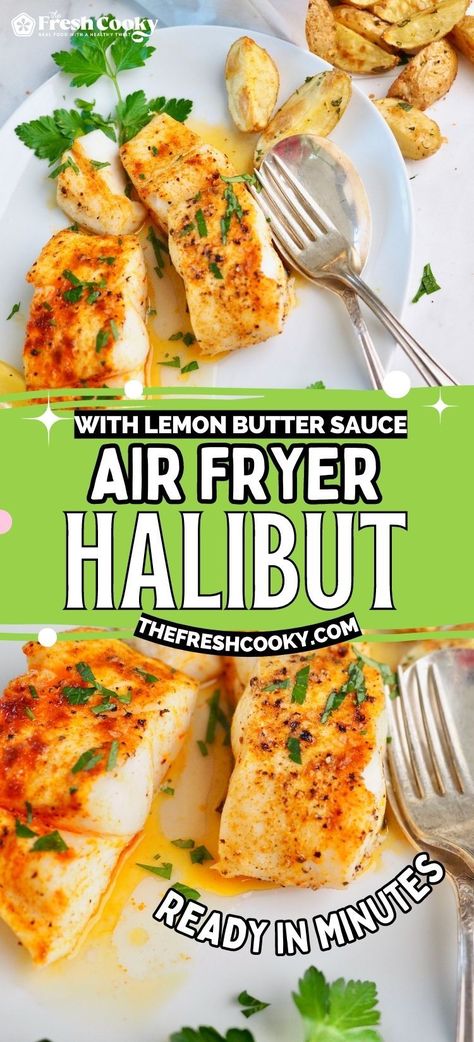 Halibut Steak Recipe, Air Fry Fish Recipe, Best Halibut Recipes, Halibut Recipe, Air Fried Fish, Air Fryer Fish Recipes, Recipe With Lemon, Halibut Recipes, Air Fryer Fish