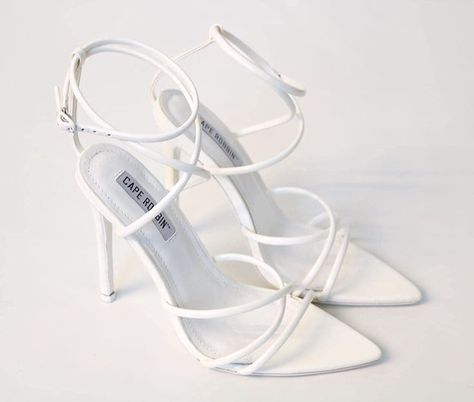 Cape Robbin Women's Strappy Pointy Open Toe Ankle Strap Stiletto Sandal-Ada White Stiletto Heels, H&m Heels, Red Sandals Heels, White Cape, Pointy Heels, Chunky Heel Pumps, Red Sandals, Open Toed Heels, Pointed Heels