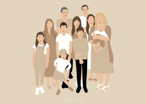 Family Aesthetic Drawing, Family Icon Instagram Highlight, Family Illustration Art Inspiration, Family Cartoon Pictures, Family Highlight Cover, Big Family Drawing, Family Aesthetic Art, Illustration Art Family, Family Love Illustration