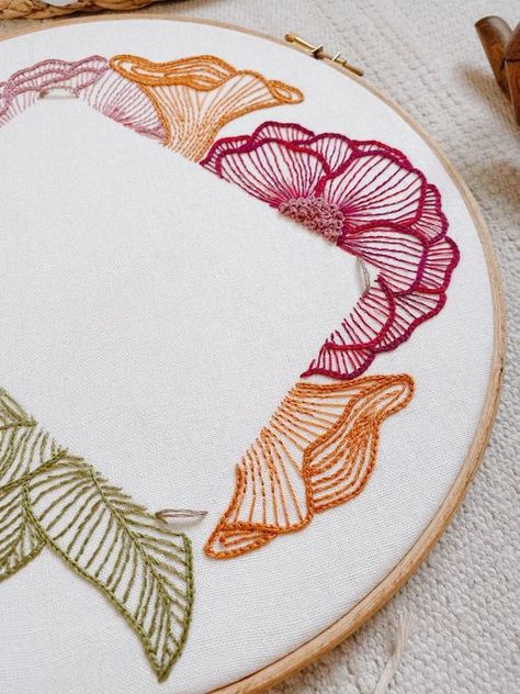 Photo Frame 4x6 Hand Embroidery Pattern: Surrounded (Download Now) - Etsy Rectangle Embroidery Design, Embroidery Beginner Pattern Free, Embroidery Designs Nature, Wall Art Embroidery, Embroidery With Paint, Embroidery With Painting, Frame Embroidery Ideas, Picture Frame Embroidery, Embroidery Polaroid Frame