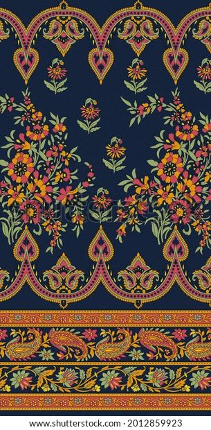 Mughal Border, Textile Border, Paisley Border, Paisley Print Design, Simple Border, Botanical Flower Art, Print Design Art, Paisley Art, Textile Prints Design