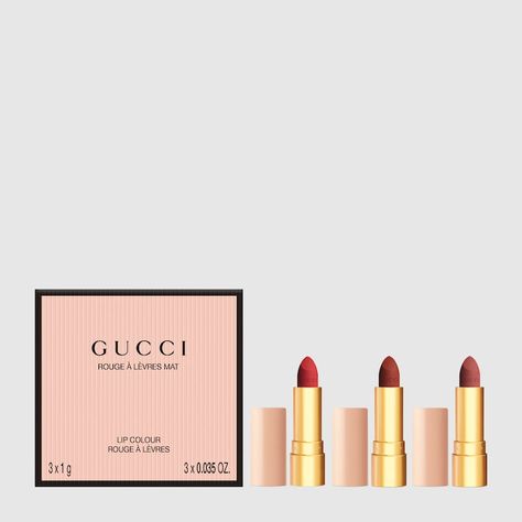 Shop the Rouge à Lèvres Mat mini lipsticks trio gift set at GUCCI.COM. Enjoy Free Shipping and Complimentary Gift Wrapping. Gucci Lipstick, Mat Lipstick, Agriculture Projects, Gucci Beauty, Mini Lipstick, Gucci Mini, Wearing Color, Linear Pattern, Gilded Age