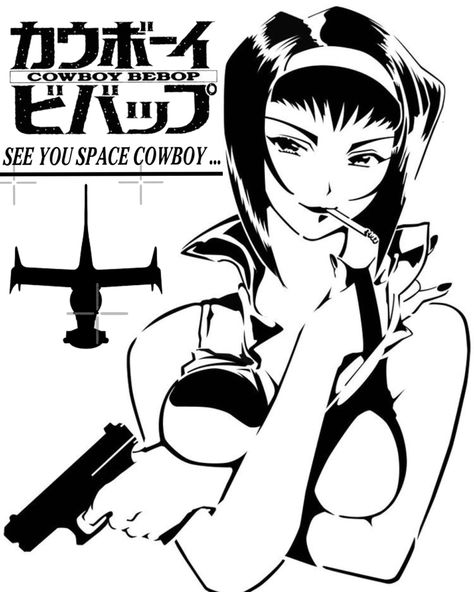 Cute Shirt Designs Drawing, Cowboy Bebop Sketch, Faye Valentine Tattoo, Cowboy Bebop Drawing, Cowboy Bebop Manga, Faye Cowboy Bebop, Cowboy Bebop Art, Faye Valentine Cowboy Bebop, Cowboy Bebop Tattoo