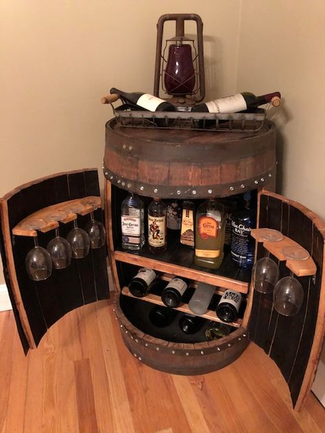 Whisky Barrel Bar Ideas, Bar Barrel Ideas, Whisky Barrel Bar, Whiskey Barrel Cabinet, Wine Cart Ideas, Whiskey Barrel Bar Ideas, Wine Barrel Bar Ideas, Barrel Bar Ideas, Wooden Barrel Ideas