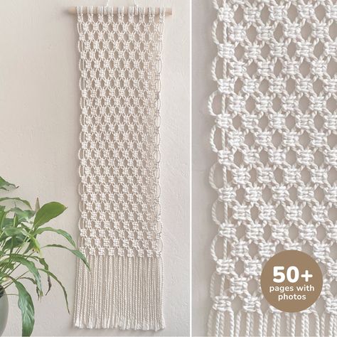 Buy 3 macrame patterns and get 5$ OFF the total amount. Promo code: BOHOLINA This Macrame Pattern PDF is ideal for beginners and pre-intermediate makers. ● The easy to follow PDF Macrame Pattern with step by step photos INCLUDES: -- Detailed tutorial with step-by-step photos on how to make the wall hanging. -- Free step-by-step Useful Knot Guide with photos of all the macrame knots which are needed. -- List of the materials you will need (NOT the actual materials)  ● ABOUT THE PDF: -- for this project you will need a dowel or stick 12 inches (30 cm.) long and about 0.8 inch (2 cm.) thick., and roughly 280 feet or 85 meters of 4 mm. twisted 2-ply or 3-ply macrame rope (you can use 4 mm. untwisted single strand macrame cord instead); ○ The PDF is in English. ○ All of the measurements are bot Diy Macrame Wall Hanging Tutorials, Bohemian Diy, Macrame Wall Hanging Tutorial, Knots Guide, Macrame Wall Hanging Patterns, Macrame Knots, Macrame Cord, Macrame Tutorial, Macrame Projects