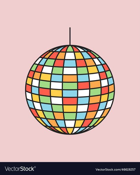 Disco Ball Cartoon, Disco Cartoon, Disco Ball Vector, Geometrical Prints, Dancing To Music, Law Design, Retro Disco Ball, Tshirt Graphics, Party Equipment