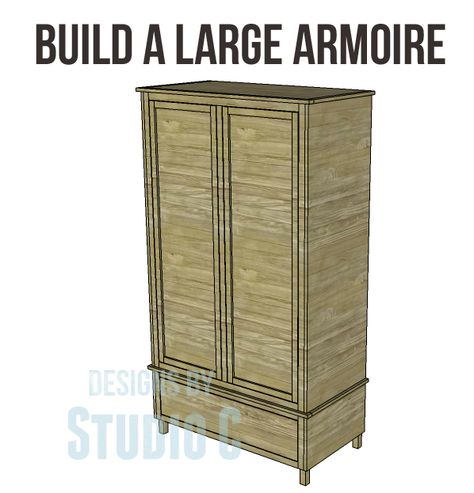 Free DIY Woodworking Plans to Build a Large Armoire An armoire is the perfect storage for so many areas of the home... It can be used to store linens or clothing, used as a media center, or as a pa... Large Armoire, Woodworking Plans Patterns, Advanced Woodworking Plans, Woodworking School, Wood Crafting Tools, Woodworking Plans Diy, Learn Woodworking, Popular Woodworking, Christmas Yard