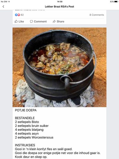 Bees Potjiekos, Hoender Potjiekos Resep, Lamb Stew Recipes, Eggplant Recipes Easy, Oxtail Recipes, Homemade Sauce Recipes, Salad Dressing Recipes Homemade, Campfire Food, South African Recipes