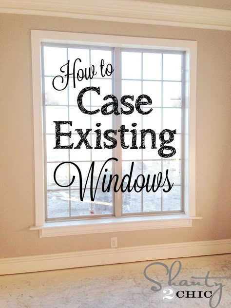 Great tutorial for casing existing windows!  Looks so easy and inexpensive! Easy Home Improvement, Window Casing, Trim Work, Diy For The Home, Up House, Window Trim, Window Valance, Home Upgrades, Home Repairs