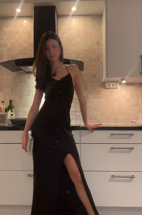 Prom Black Sparkly Dress, Dark Prom Dresses Black, Black Prom Dress With Sparkles, Prom Dress Black Sparkle, Black Cowl Neck Prom Dress, Glitter Black Dress Long, Black Sparkling Prom Dress, Long Black Glitter Dress, Sparkle Black Prom Dress