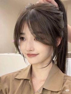 Korean Haircut Styles For Women, Curtains Hairstyle Women, Haircuts Face Framing Bangs, Haircut Long Hair With Curtain Bangs, Wolfcut Face Framing, Korean Curtain Bangs With Fringe, Framing Face Bangs, Hair Up Curtain Bangs, Korean Haircut Girl