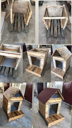 Diy Cheap Dog House, Dog House Pallets Diy, Doghouse Diy Outdoor, Diy Dog House Outdoor Cheap, Pallet Dog House Outdoor, How To Build A Dog House, Homemade Dog House, Dog House Diy Plans, Doghouse Ideas