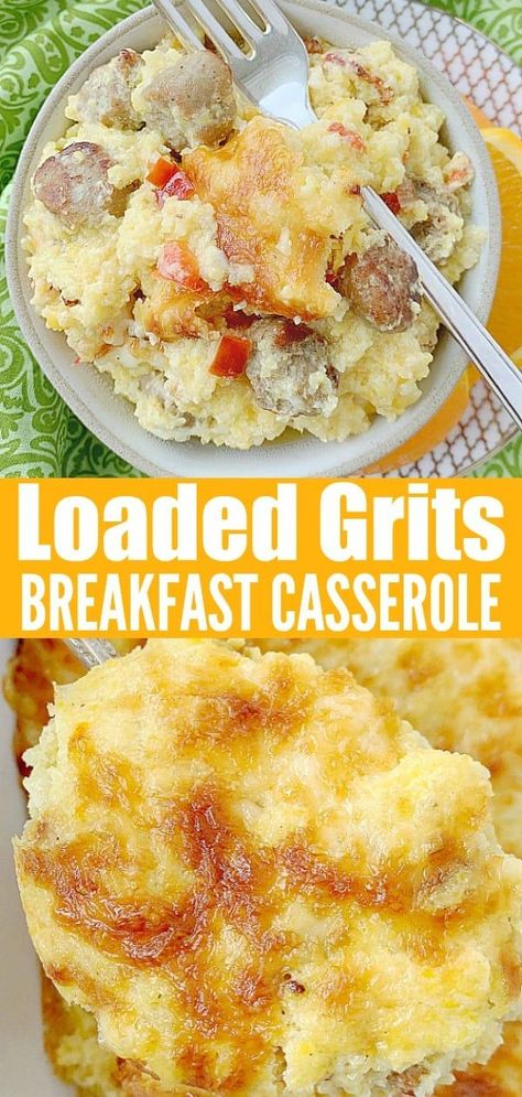 Oven Baked Grits Casserole, Loaded Grits Crockpot, Grits Breakfast Bowl, Recipes Using Grits, Southern Breakfast Recipes, Loaded Grits, Grits Recipe Breakfast, Leftover Grits, Grits Breakfast Casserole