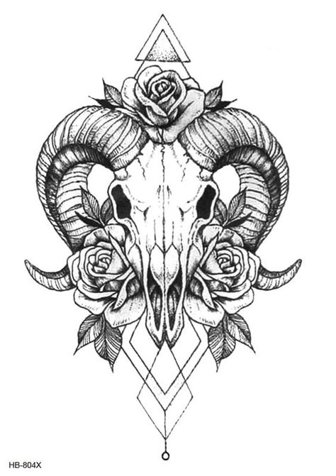 Waterproof Temporary Tattoo Sticker goat sheep head fake tatto flash tatoo tatouage Stickers Sheep Head, Muster Tattoos, Geniale Tattoos, Tattoo Style Drawings, Tattoo Portfolio, Temporary Tattoo Designs, Badass Tattoos, Tattoo Art Drawings, Number Stickers