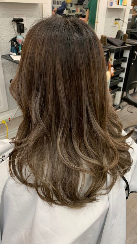 Cool tone highlights to cancel out yellow base Ash Brown Balayage Highlights, Yellow Balayage, Cool Tone Highlights, Brown Balayage Highlights, Tone Highlights, Ash Brown Balayage, Brown Balayage, Ash Brown, Balayage Highlights