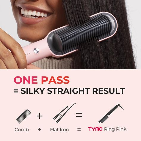 Amazon.com : TYMO Ring Pink Hair Straightener Brush – Hair Straightening Iron with Built-in Comb, 20s Fast Heating & 5 Temp Settings & Anti-Scald, Perfect for Professional Salon at Home : Beauty & Personal Care Tymo Hair, Hair Straightener Brush, Straightening Iron, Straightener Brush, Straightening Comb, Hair Straightening Iron, Cherry Trees, Straighten Iron, Hair Straightening