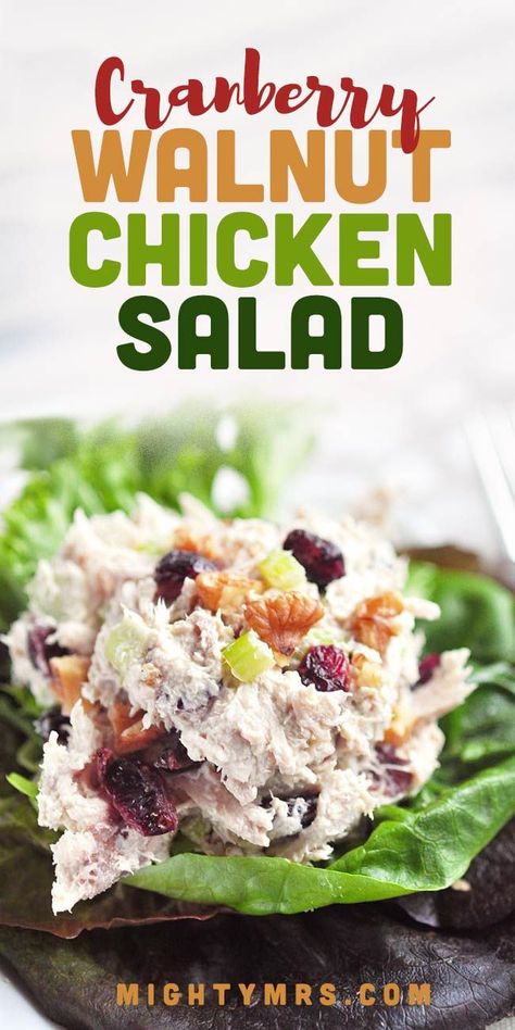 Chicken Salad Recipe With Cranberries, Chicken Salad With Cranberries, Waldorf Chicken Salad Recipe, Rotisserie Chicken Salad Recipe, Recipe With Cranberries, Cranberry Walnut Chicken Salad, Low Carb Lettuce Wraps, Chicken Mayo, Walnut Chicken Salad