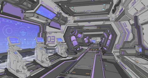 Sci Fi Laboratory, Interior Concept Art, Mode Steampunk, Spaceship Interior, Environment Props, Sci Fi Environment, Arte Robot, Paintings And Drawings, Background Drawing