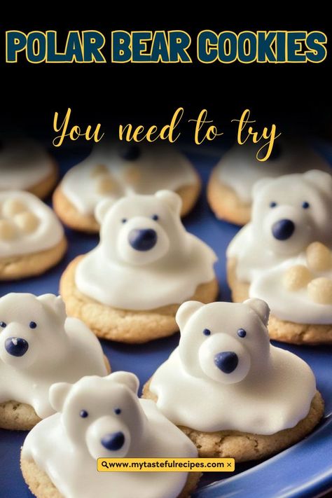 These Polar Bear Cookies are a must-try for your Christmas dessert spread! With soft, buttery cookies and adorable polar bear faces, these treats are perfect for holiday parties, cookie exchanges, or gifting. A festive, fun, and delicious treat everyone will love! Polar Bear Biscuits, Polar Bear Snacks, Best Chocolate Icing, Polar Bear Cookies, Cute Christmas Desserts, Polar Bear Face, Dessert Spread, Polar Bear Christmas, Bear Cookies