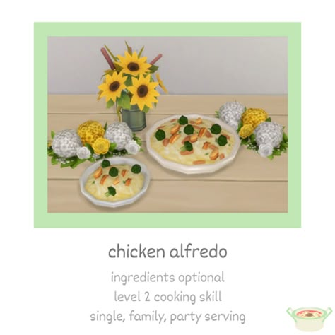 chicken alfredo Sims4 Food, Sims 4 Food Cc, Sims Food, Sims 4 Challenges, The Sims 4 Pc, Sims 4 Cas Mods, Sims 4 Expansions, Sims 4 Mm Cc, Play Sims