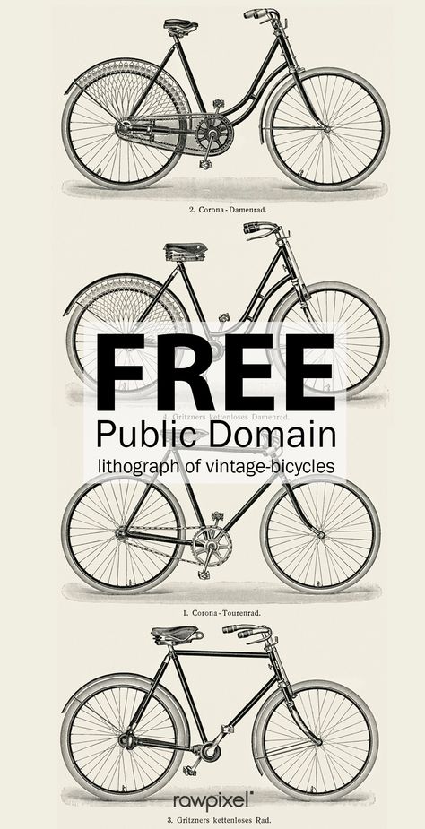 Grab beautiful free and premium royalty-free vintage bicycle illustrations as well as vectors, PSD, mockups, and stock photos at rawpixel.com Vintage Racing Bike, Pinterest Banner, Types Of Bicycles, Bicycle Illustration, Bicycle Types, Web Design Resources, Retro Bike, Graphic Ideas, Vintage Bicycle