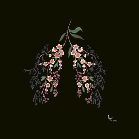 Lung Tattoo With Flowers, Lungs Flowers, Flower Lungs, Tattoo Dream, Tattoo 2024, Dream Ideas, Denim Embroidery, Flower Painting Canvas, Flower Branch