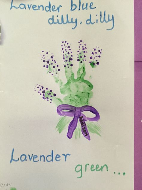 Lavender Blue handprint Toddler Projects, Diy Father's Day Crafts, Lavender Room, Lavender Decor, Preschool Projects, Diy Father's Day, Lavender Green, Father's Day Diy, Drawings For Kids