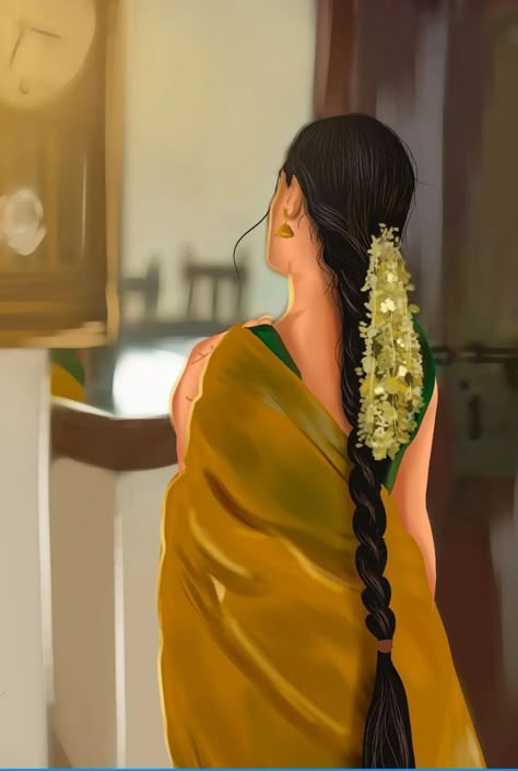 Long Hair Images, Indian Women Painting, Indian Illustration, Beautiful Status, Girly Art Illustrations, Indian Aesthetic, Cute Couple Art, Girls Illustration, Not Afraid