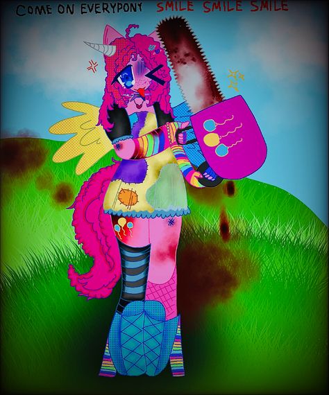 I drew pinkie pie from smile hd owo Smile Hd Pinkie Pie, Evil Pinkie Pie, Pinkie Pie Smile, Pinkie Pie Cosplay, Smile Hd, Pie Bakery, Pink Pie, Cosplay Inspo, Mlp Pony