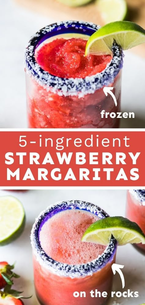 Strawberry Margarita Recipe On The Rocks, Blended Margarita Recipe, Margarita Mix Recipe, Strawberry Margaritas, Frozen Strawberry Margarita, Strawberry Margarita Recipe, Fruit Margarita, Isabel Eats, Easy Margarita Recipe