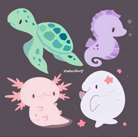 Animals Aesthetic, Animals Drawing, Drawing Aesthetic, Underwater Animals, Drawing Animals, Water Animals, Animal Drawing, Creature Drawings, Sea Animal