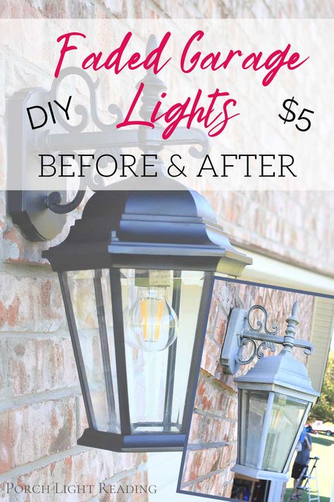 How to paint outdoor light fixtures | WITHOUT taking them down – Porch Light Reading Paint Light Fixture, Spray Painting Light Fixtures, Outside Light Fixtures, Curb Appeal Porch, Garage Light Fixtures, Outdoor Garage Lights, Door Lighting, Painting Light Fixtures, House Lighting Outdoor