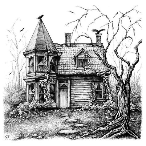 ink illustration journal Gothic Houses, Cottage Drawing, Haunted House Drawing, Town Drawing, Gothic Drawings, Pen Art Drawings, City Drawing, Architecture Drawing Art, Victorian Architecture