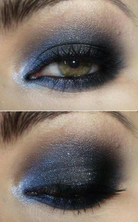 . Black Smokey Eye Makeup, Blue Smokey Eye, Black Smokey Eye, Prom Makeup Looks, Formal Makeup, Black Eyeshadow, Blue Eyeshadow, Photo Makeup, Blue Makeup